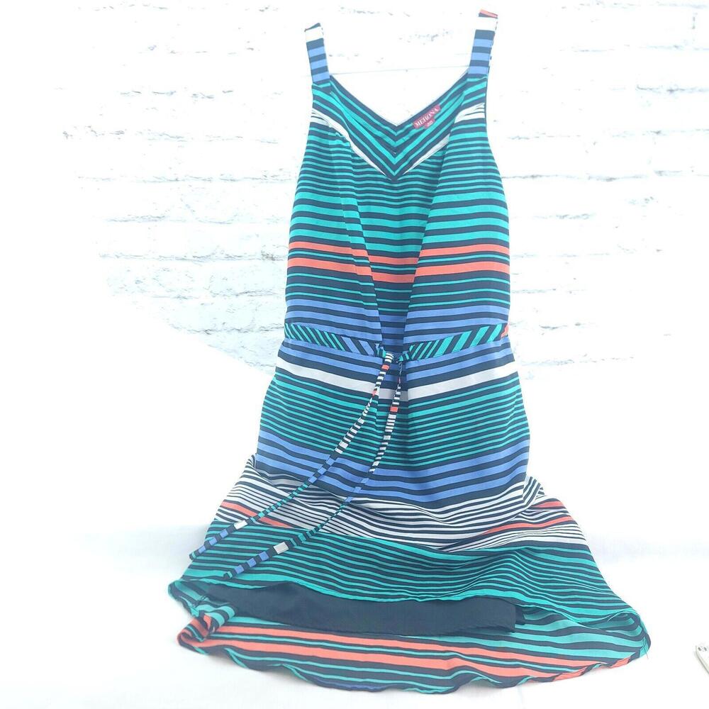 Merona Multicolor Small Horizontal Stripe High Low Fully Lined Sundress